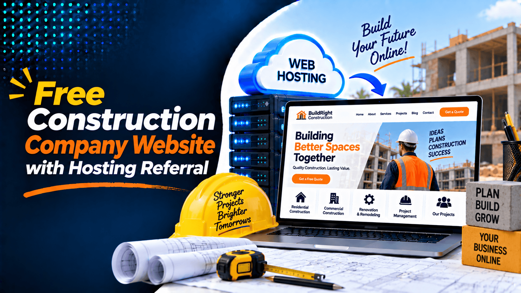 Free Construction Company Website with Hosting Referral