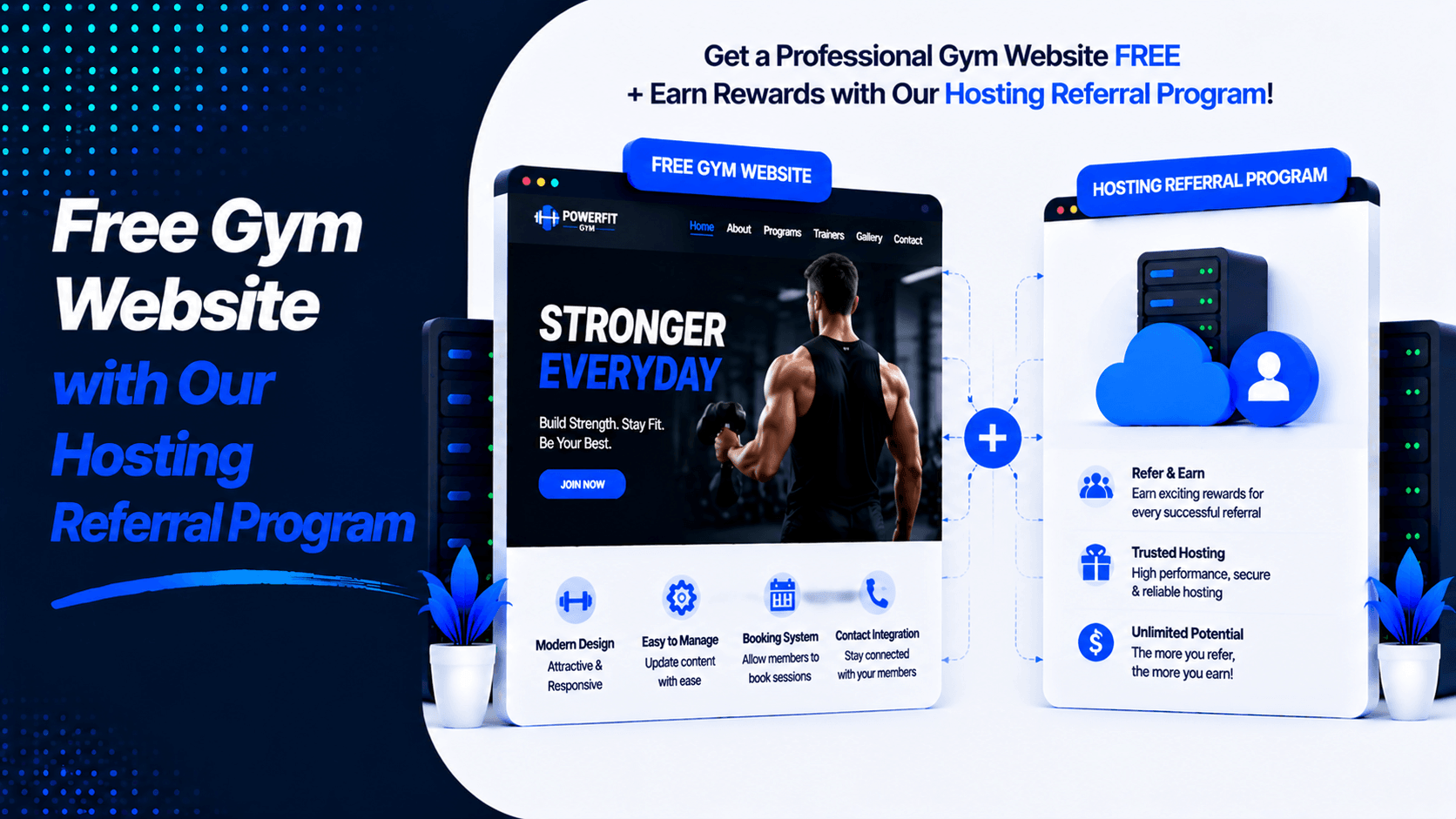 Free Gym Website with Our Hosting Referral Program