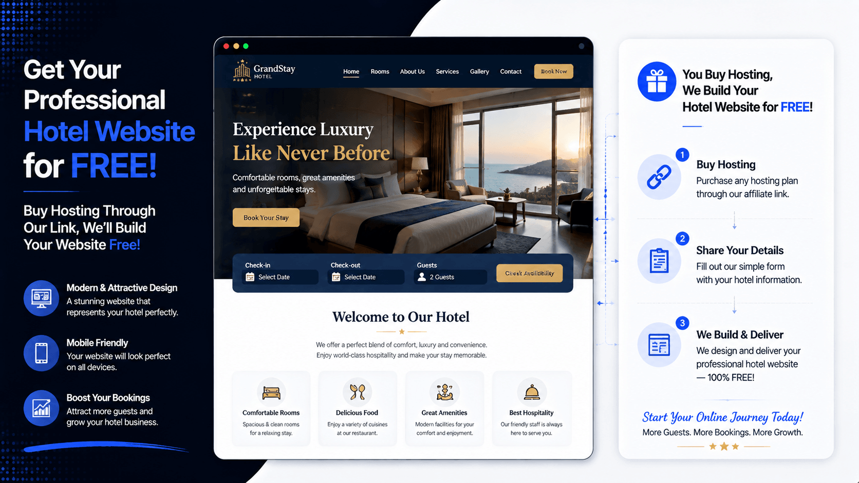 Free Hotel Website with Hosting Purchase Through Our Link