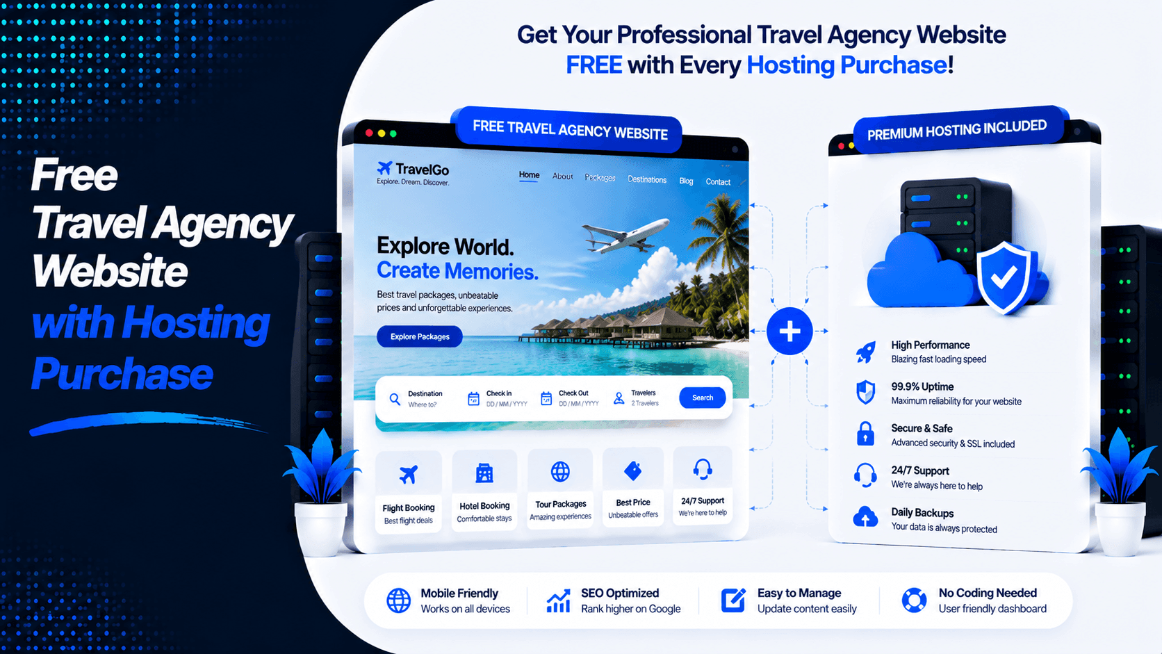 Free Travel Agency Website with Hosting Purchase