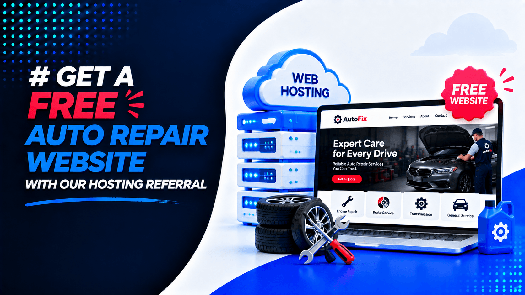 Get a Free Auto Repair Website with Our Hosting Referral